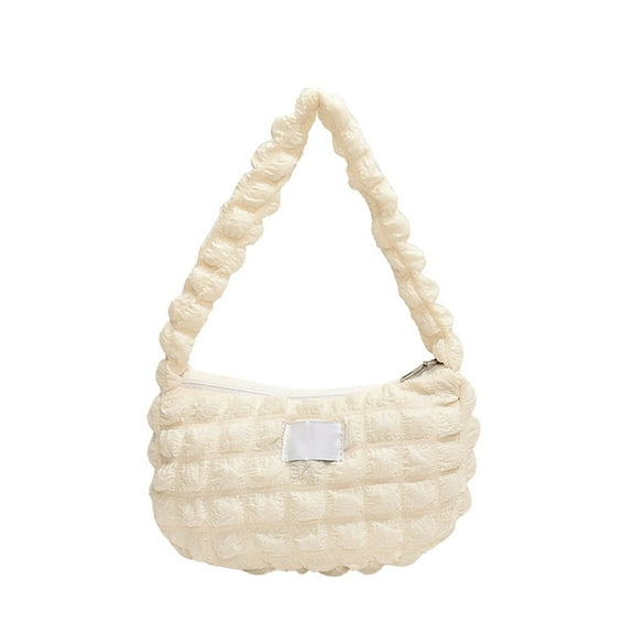 Generic Fashion Plush Shoulder Bag for Women Fluffy Fuzzy Tote Bags Cute Bubble Purse Lightweight Hobo Handbags Satchel with Zipper