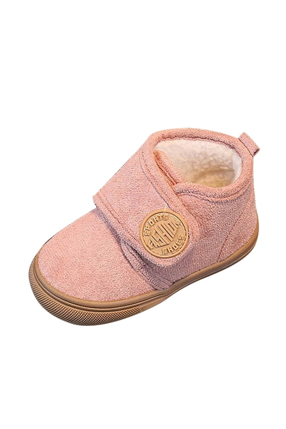 Fashion Spring Children Boots Boys Girls Flat Bottoms Non Slip Solid Color Plush Warm Hook Loop Shoes for Easter