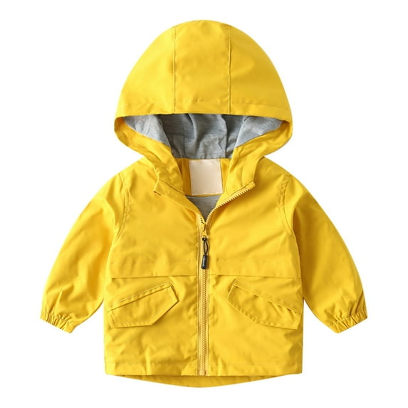 Generic Fashion Toddler Boys Hooded Lined Windbreaker Lightweight Kids Jacket Long Sleeve Fall Winter Clothes Set Christmas Outfits2-3 YearsYellow