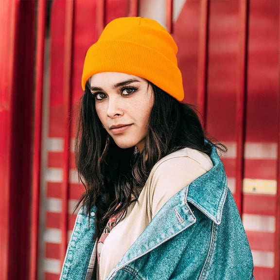 Generic Female Fleece-lined Knit Hat Ladies' Ribbed Knit Beanie Unisex Beanie Winter Knitted Soft Warm Hat For Men/Women Ski Watch Cap Men And Women Matching Winter Knit Hat