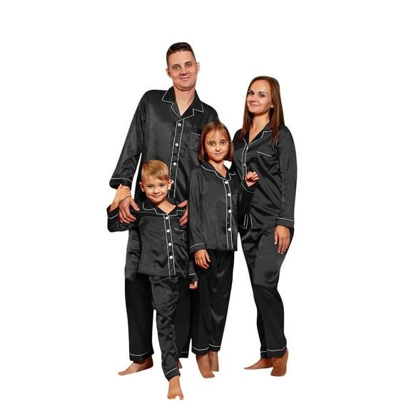 Generic Festive Family Christmas Loungewear Sets Holiday Family Sleepwear Sets Christms Pajamas For Family Silk Satin Pajamas 2024 Button Down Sleepwear Long Sleeve Comfy Loungewear Matching Sets