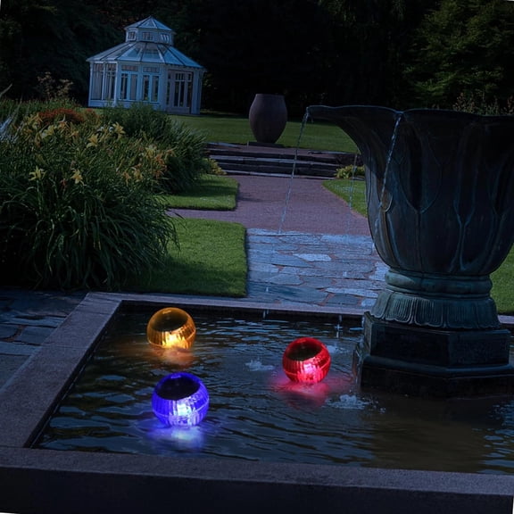 Generic Floating Water Fountain with Underwater Lights,Waterproof Solar Pool Lights That Float,Pool Lights Hangable LED Disco Glow Ball Lights for Pond Garden