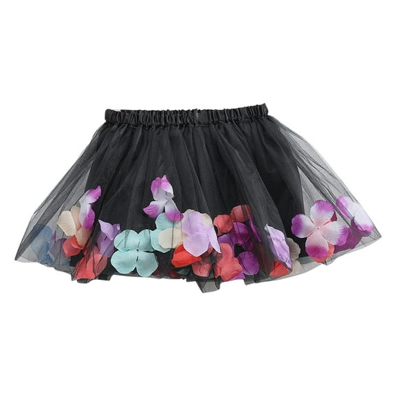 Generic Floral Print Skirt for Toddler Girls Layered Ballet Party Dance Tutu Skirts Multicoloured Outfits for 3-8 Years