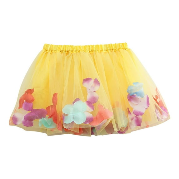 Generic Floral Print Skirt for Toddler Girls Layered Ballet Party Dance Tutu Skirts Multicoloured Outfits for 3-8 Years