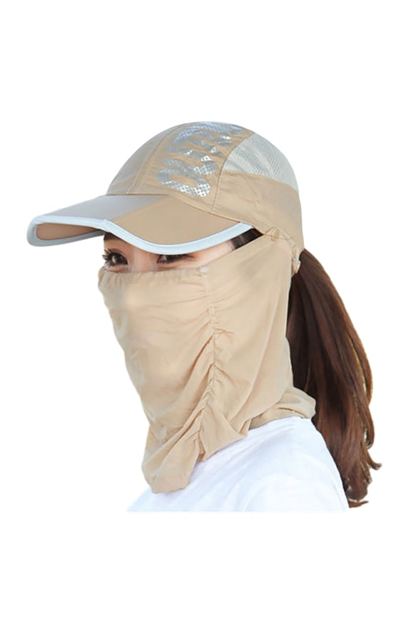 Foldable Sun Cap, Fishing Hats, UPF 50+ Protection Caps with Face Mask Neck Flap