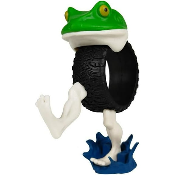 Generic Frog Tire Figurine Green Frog Decoration with Splash Base, 4.3 in Height