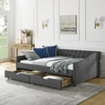thumbnail image 1 of Generic Full Size Daybed with Drawers Upholstered Tufted Sofa Bed, with Button on Back and Copper Nail on Waved Shape Arms, 1 of 10