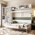 thumbnail image 1 of Generic Full Size Murphy Bed Wall Bed with Sofa , Shelves USB & Light ,White, 1 of 9