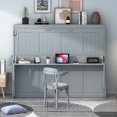 thumbnail image 1 of Generic Full Size Murphy Bed with Hydraulic Lift & Desk Design, Gray, 1 of 10