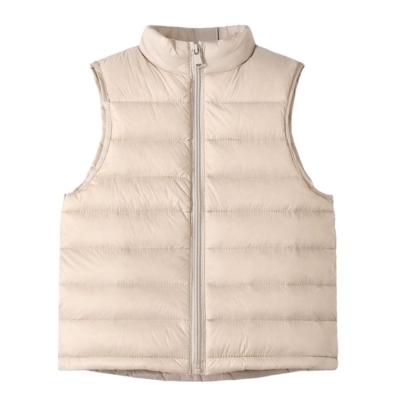 Generic Full Zip & Quilted Classic Winter Gilet for Boys Girls, Sleeveless Lightweight Down Alternative Outerwear, Warm Padded