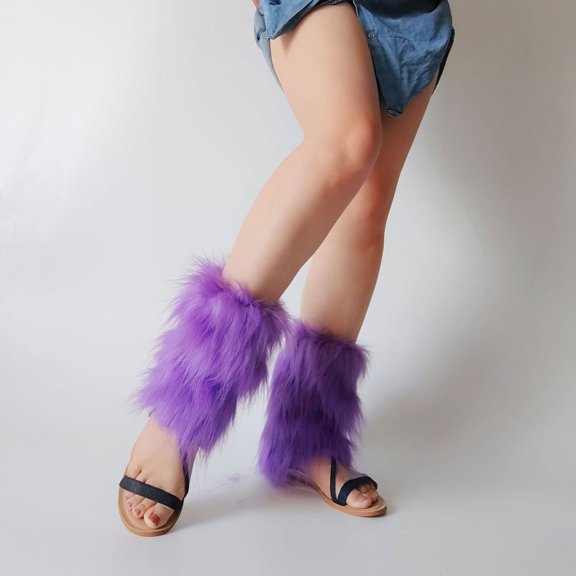 Generic Furry Boot Cover Imitation Socks Shoe Cover Leg Cover Long Foot Cover Women's Leg Warmers Warm And Slim Women'S Plush Knee-High Leg Sleeves