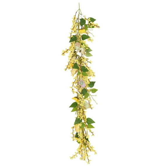 Generic Garland for Mantle Spring Floral, Ongmies Garland for Mantle Spring Floral Garland with Colorful Greenery Leaves for Home Holiday Decor Indoor Outdoor, 1 Decorative Wall Hanging Rattan