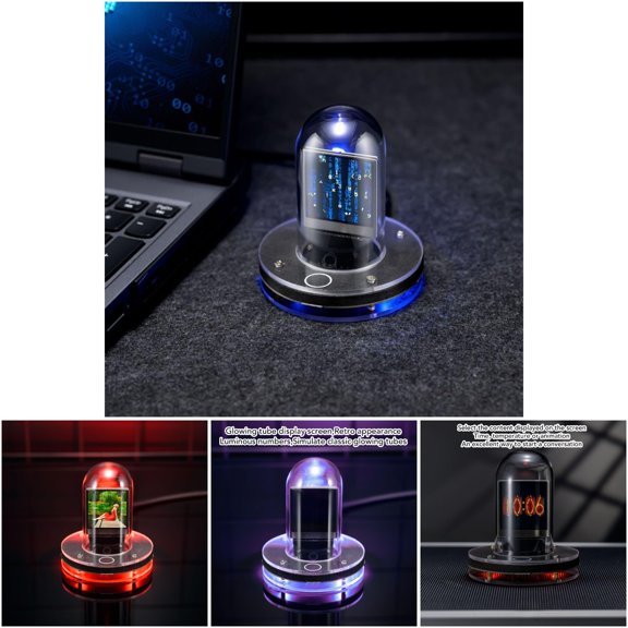 Generic Generict2c8foyagw Nixie Tube Desk Clock with App Control, Retro Cyberpunk Design, Customizable Display, Small Size