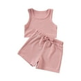thumbnail image 1 of Generic Girl's 2 Piece Outfits Workout Set Seamless Ribbed Cropped Tank Tops and Athletic Shorts Summer Kids for 1-7 Years, 1 of 7