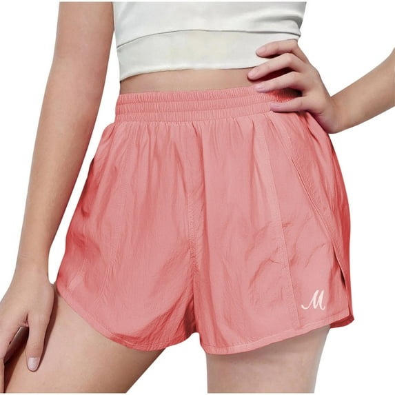 Generic Girls Athletic Shorts Elastic Waist Running Short Summer Sports Workout Active Shorts with Pockets for 6-16 Years