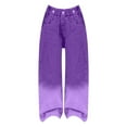 thumbnail image 1 of Generic Girls' Baggy Jeans Candy Colors High Rise Elastic Waist Wide Leg Washed Denim Pants Spring Summer Autumn Clothes for Holiday Party Leisure（7-8 Years Purple）, 1 of 4