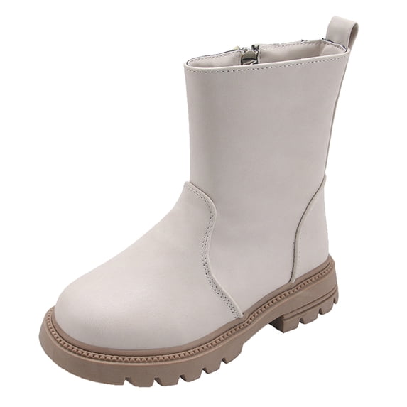 Generic Girls Boots Shoes Waterproof Leather Short Boots Non Slip Breathable Nude Boots 3-12 Years Children Snow Wear Boots