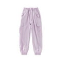 thumbnail image 1 of Generic Girls Boys Cargo Pants High Waist Straight Leg Pants Elastic Waist Workout Joggers Kids Hiking Trouser for 6-16 Years, 1 of 4