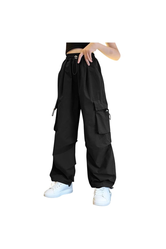 Girls Cargo Pants Baggy Y2K Clothing Multi Pockets High Waist Loose Straight Leg Pants Vintage Grunge Aesthetic Clothes