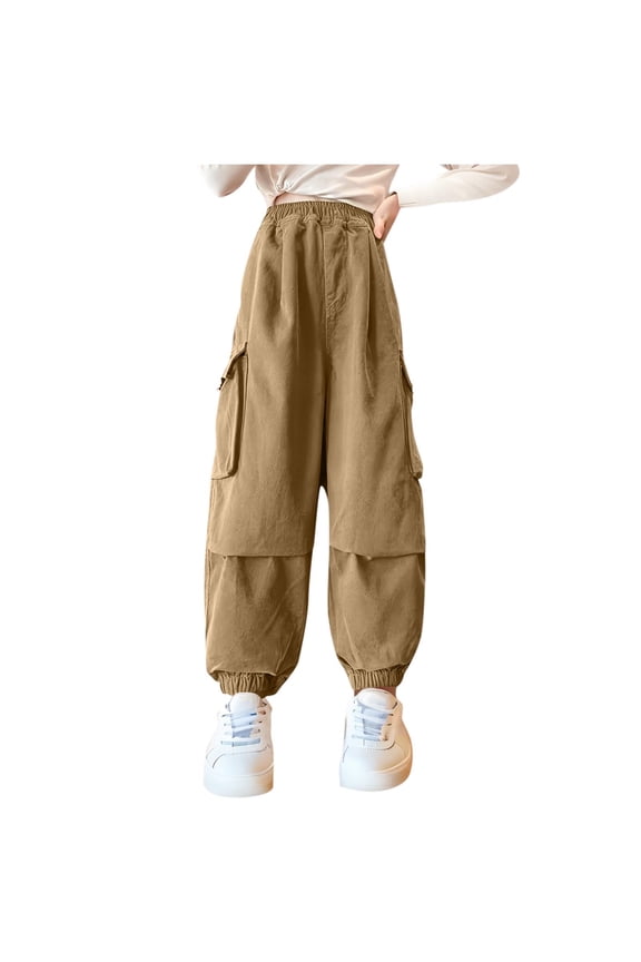 Girls Cargo Pants Baggy Y2K Clothing Multi Pockets High Waist Loose Straight Leg Pants Vintage Grunge Aesthetic Clothes