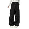 thumbnail image 1 of Generic Girls Cargo Pants Baggy Y2K Clothing Multi Pockets High Waist Loose Straight Leg Pants Vintage Grunge Aesthetic Clothes, 1 of 4