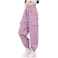 thumbnail image 1 of Generic Girls Cargo Trousers Sports School Workout Pants High Waist Baggy Sweatpants/Classic Black Joggers, 1 of 8