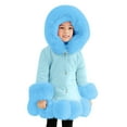 thumbnail image 1 of Generic Girls Christmas Clothes Kids Little Thicken Coat Winter Warm Faur Leather Button Down Jacket with Hood Long Sleeve Outerwear for Casual Soft Comfortable Clothing(8-9 Years,Sky Blue), 1 of 7