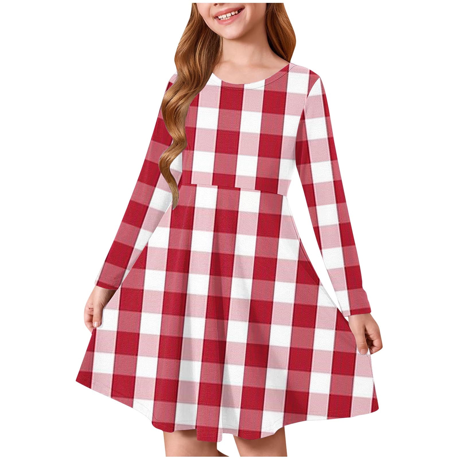 white christmas dresses Reindeer and Buffalo Plaid Twirl Dress – Kids Bowtique Shop