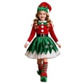 Generic Girls Christmas Elf Dress Santa's Little Helper Outfits Velvet ...