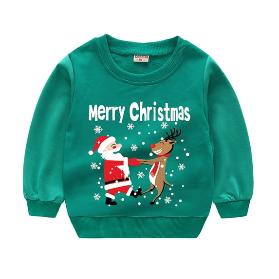 Generic Girls' Christmas Print Sweatshirt Toddler Children Winter Christmas Long Sleeve Cartoon Printed Letter Hoodie Top Sweatshirt Girls' New Hooded Sweatshirt