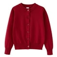 thumbnail image 1 of Generic Girls Crewneck Knitted Cardigan Long Sleeve Children Button Cotton Sweater Uniform Sweaters for Little Girl Spring and Autumn Coat Pure Cotton Sweater(7-9 Years,Red), 1 of 3
