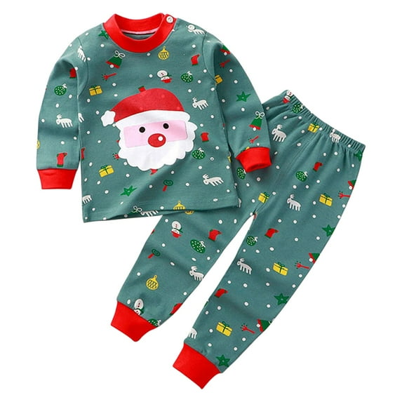 Toddler Baby Girls Boys Clothes Christmas Long Sleeve Crew Neck Cute Pattern Tops+Pants 2PCS Suits Fall Winter Outfits