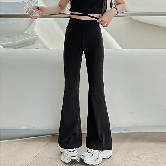Generic Girls Flare Leggings High Waisted Bell Bottoms Gym Active Bootcut Yoga Pants for Kids Teen Girls' Cut Pants Summer Children's Leggings High Waisted Large Children's Bell Bottoms Pants