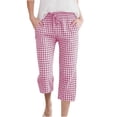 thumbnail image 1 of Generic Girls' Gingham Capris Linen Pant Wide Leg High Waist Drawstring Elastic Waist Casual Plaid Trousers Cute Checkered Sweatpant, 1 of 8