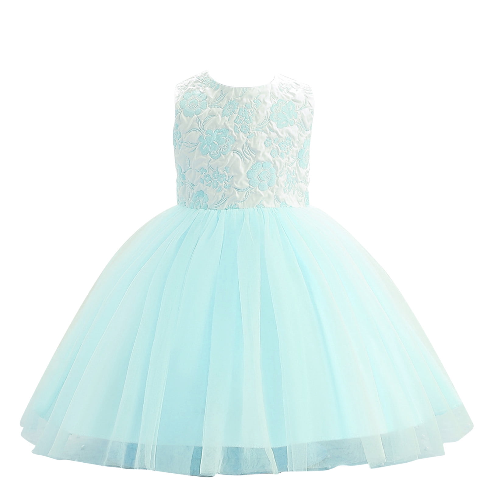 Generic Girls Gown Baby Girl Spring Summer Print Ruffle Sleeveless Party Decorations Princess for Dresses Pageant Wedding(1-2 Years,Green)