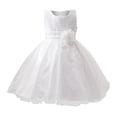 thumbnail image 1 of Generic Girls Gown Dress Spring Summer Solid Color Sleeveless Sequins Flower Mesh Party Birthday School for Flower Dresses Pageant Wedding(3-4 Years,White), 1 of 3