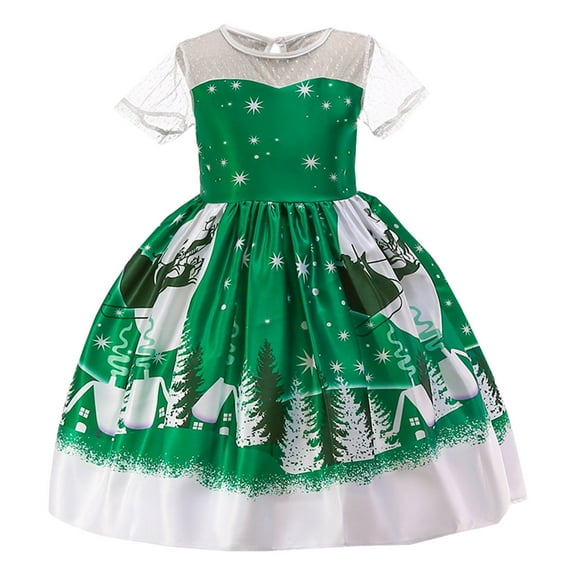 Generic Girls Holiday Lace Dress Kids Christmas Princess Dress Kids Child Girls Pageant Gown Christmas Xmas Dance Party Princess Dress Kids Christmas Princess Dress Children Santa Claus Dress
