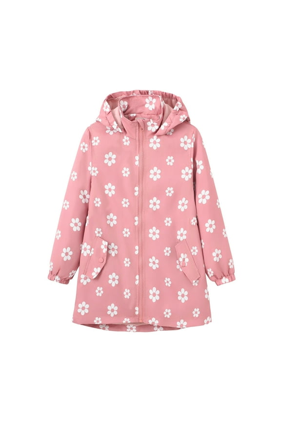 Girls Hooded Fleece Lined Windproof Softshell Windbreaker Jacket Girls Water Resistant Jacket Kids Fleece Lined Jacket Outdoor Warm Windbreaker Hooded Coats