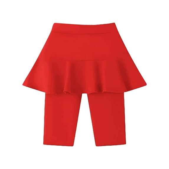 Toddler Girls Knee Length Leggings with Ruffle Skirt Stretchy Kids Pants for Baby Infant Capri Biker Sport Shorts