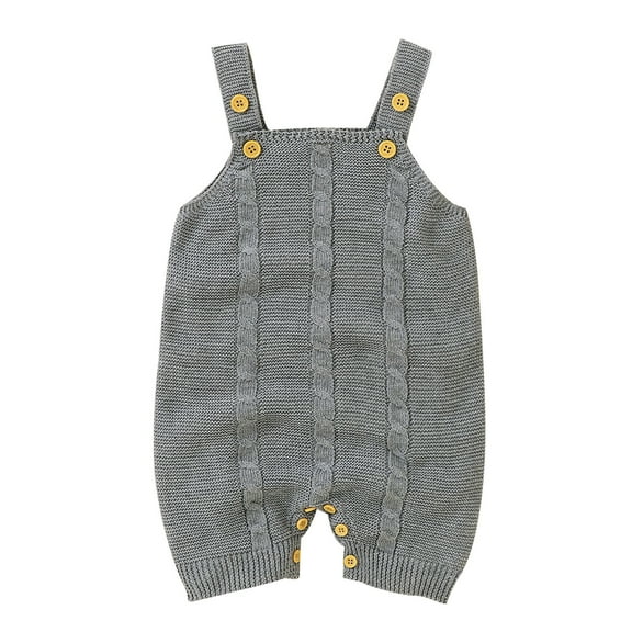 Generic Girls Knitted Blouse for Kids Baby Knit Romper Cotton Sleeveless Boy Girl Round Neck Sweater Clothes Baby Jumpsuit Fall Winter Clothes(Grey,3-6 Months)