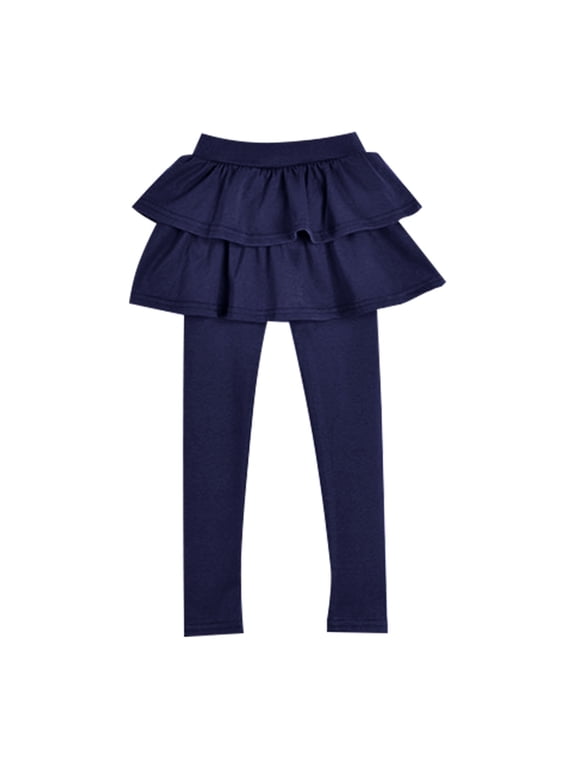 Girls Leggings with Skirt School Uniform Athletic Stretchy Tutu Pants Kid Warm Ruffle Clothes Cute Culottes Footless Leggings