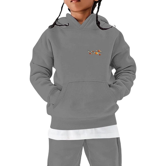 Generic Girls Long Sleeve Hooded Sweatshirt Thick Graphic Hoodie Cute Pullovers Tops Sweater for Kids