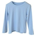 thumbnail image 1 of Generic Girls Long Sleeve Ribbed Knit Shirt Round Neck Slim Fit Tops Cotton Boys Lightweight Knitted Tee Soft Base Layer, 1 of 2