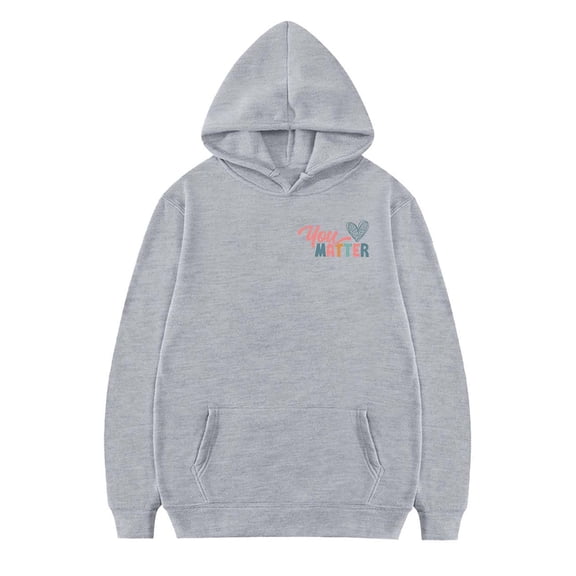 Generic Girls Middle Large Children's Fall DEAR PERSON BEHIND ME Printed Hoodie Casual Versatile Padded Sweater for Holiday Winter Party Christmas（12-18 Months Gray）