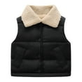 thumbnail image 1 of Generic Girls' Outerwear Jackets Coats Toddler Boys Kids Solid Sleeveless Autumn Winter Button Coat Jacket Outerwear Waterproof Vest Thicken Warm Outwear with Pockets (3-4 Years,Black), 1 of 5