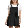 thumbnail image 1 of Generic Girls Overalls Summer Short Jumpsuits Color Block Pleated Cute Shortall Sleeveless Square Neck Romper for 5-14 Years, 1 of 5