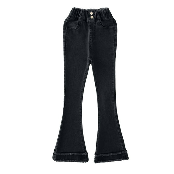 Generic Girls Pants Children Stretch Comfort Loose Leg Pants Girl High Elastic Waist Flare Leg Pants Casual Long Bell Bottom Jeans Trousers Wide Leg Baggy Pants Kids Clothes 4-14 Years