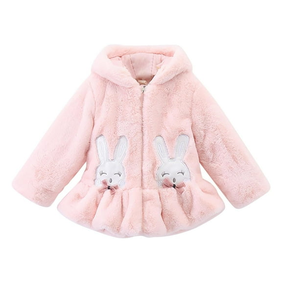 Generic Girls' Plush Lined Hooded Parka For Fall And Winter Toddler Girls Boys Winter Cartoon Windproof Coat Hooded Warm Outwear Jacket Button Down Jackets for Kid
