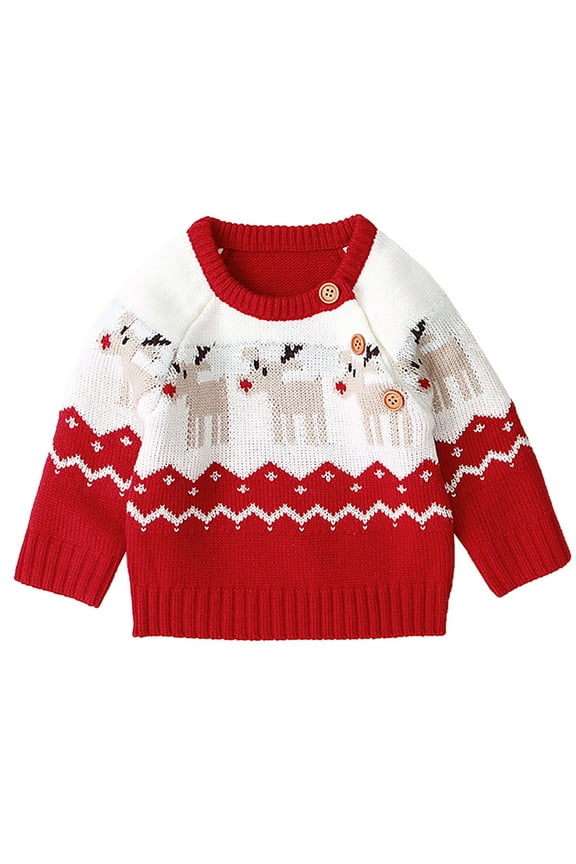 Girls' Santa Claus Sweatshirt Children'S Reindeer Round Neck Sweatshirt Boys And Girls Fall And Winter Christmas Knitted Sweater Children'S Fashion Hoodie