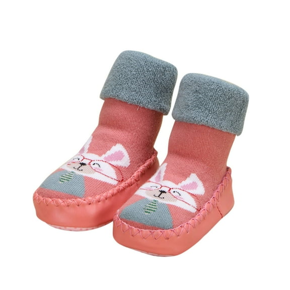 Generic Girls Sneakers Cute Children Toddler Sock Shoes Autumn Winter Boys Girl Slip On Non Slip Warm Comfortable Cartoon Patterns for Fashion Breathable Shoe(12-18 Months,Gray)